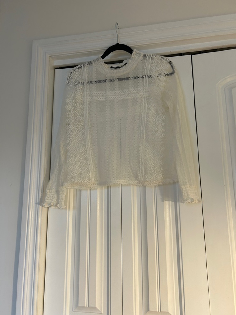 Zara Sheer Lace Long-Sleeve Top
